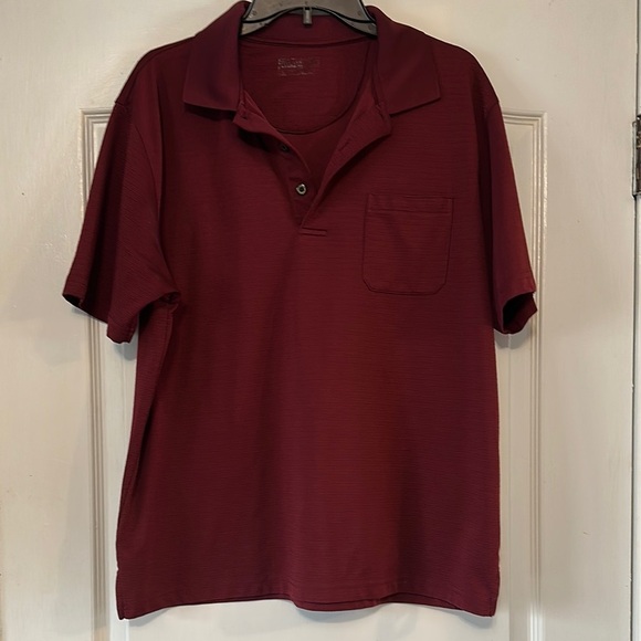 Red Polo Shirt with Short Sleeves and Textured Fabric - Picture 1 of 5